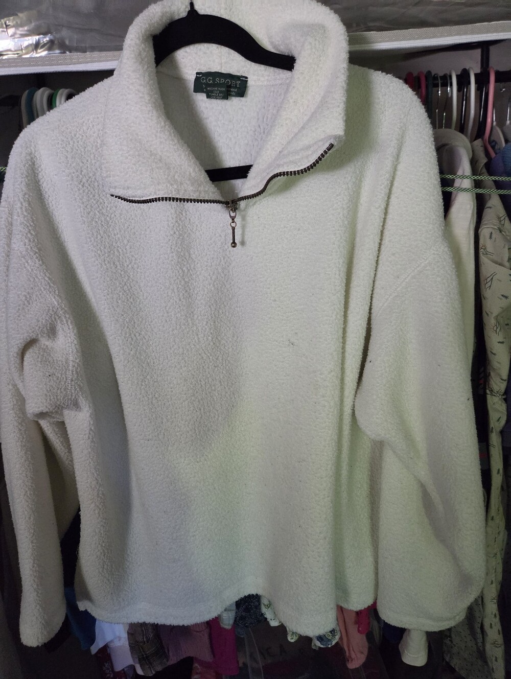 Women's White Sherpa Half-Zip Pullover Sweater/jacket